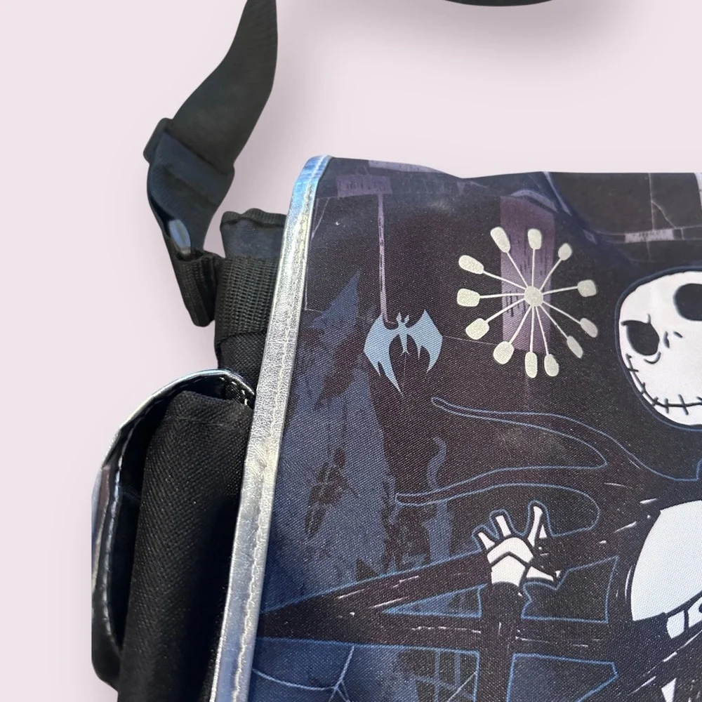 Disney The Nightmare Duo Black Crossbody Messenger Bag Metallic Silver Accents - Picture 4 of 13